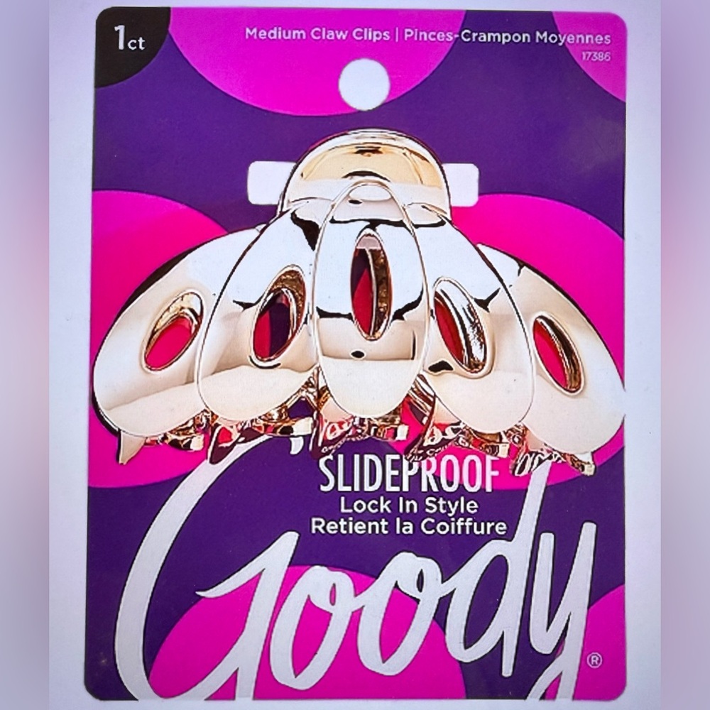 Brand New 3 Count Gold Goody Slideproof Claw Clips
